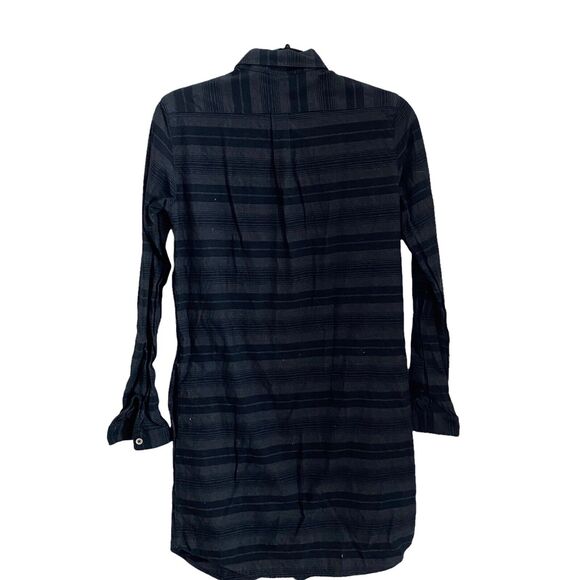Steven Alan XS Shirt Dress Striped Gray Black Striped Long Sleeve - Picture 7 of 8